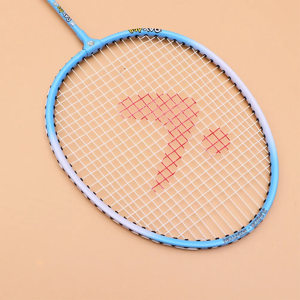 

1Pair Kids Outdoor Badminton Racket Set Lightweight Aluminum Frame Cartoon Design Safe Rounded Edges Training Racket for Young