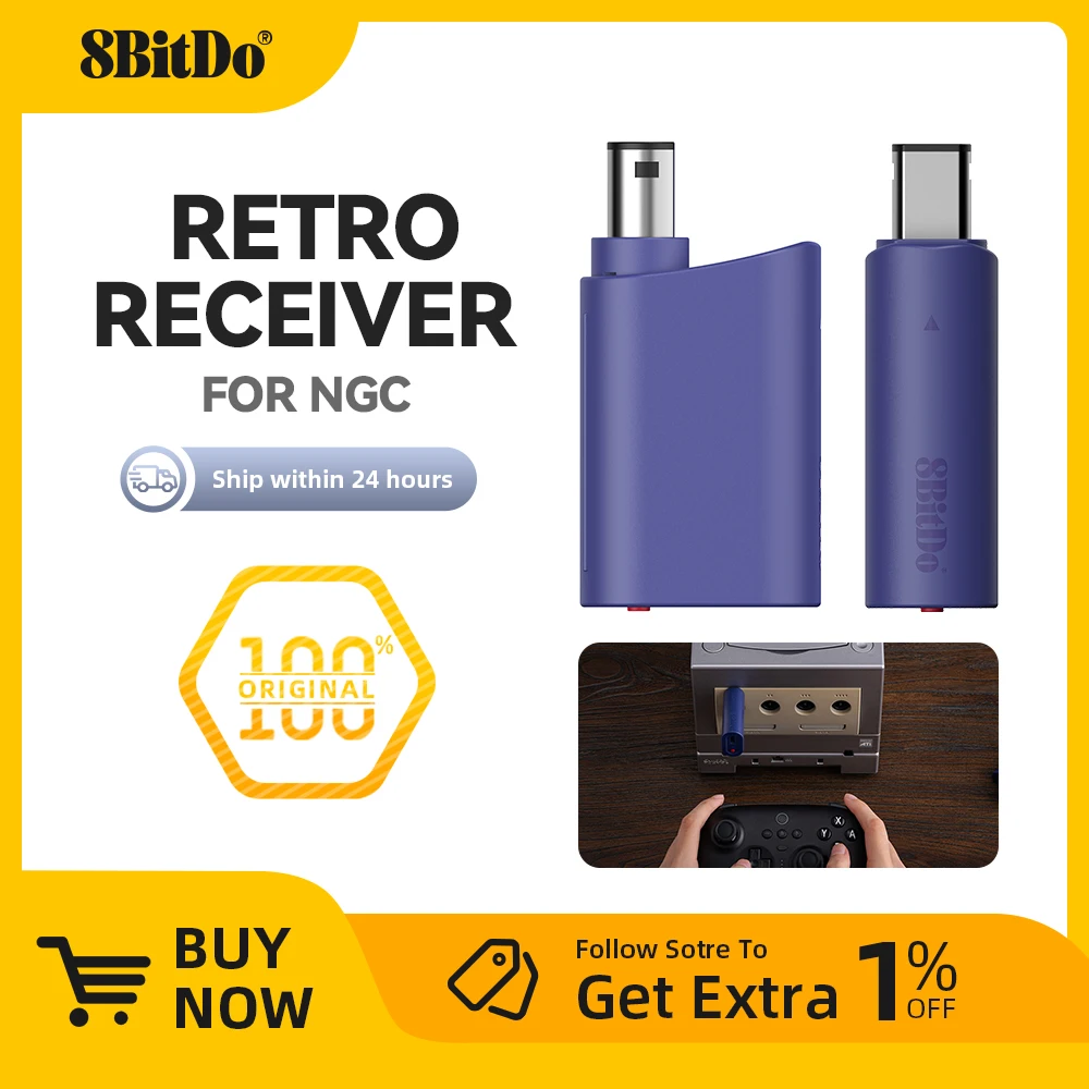 8BitDo Bluetooth NGC Retro Recelver Wireless Adapter Dongle for Nintendo GameCube Wii for Windows 10/11 Game Accessorie