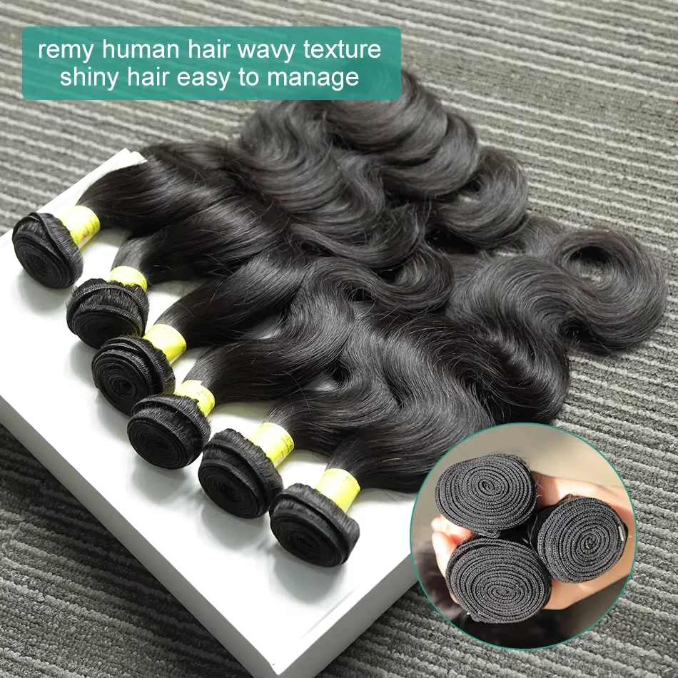 Body Wave Brazilian Remy Human Hair Bundles 1/3/4 Pcs 34 36 38 40 Inches Long Sew In Hair Weft Extensions Tangle Free Minimal Shedding Natural Hair Bundles For Black Women