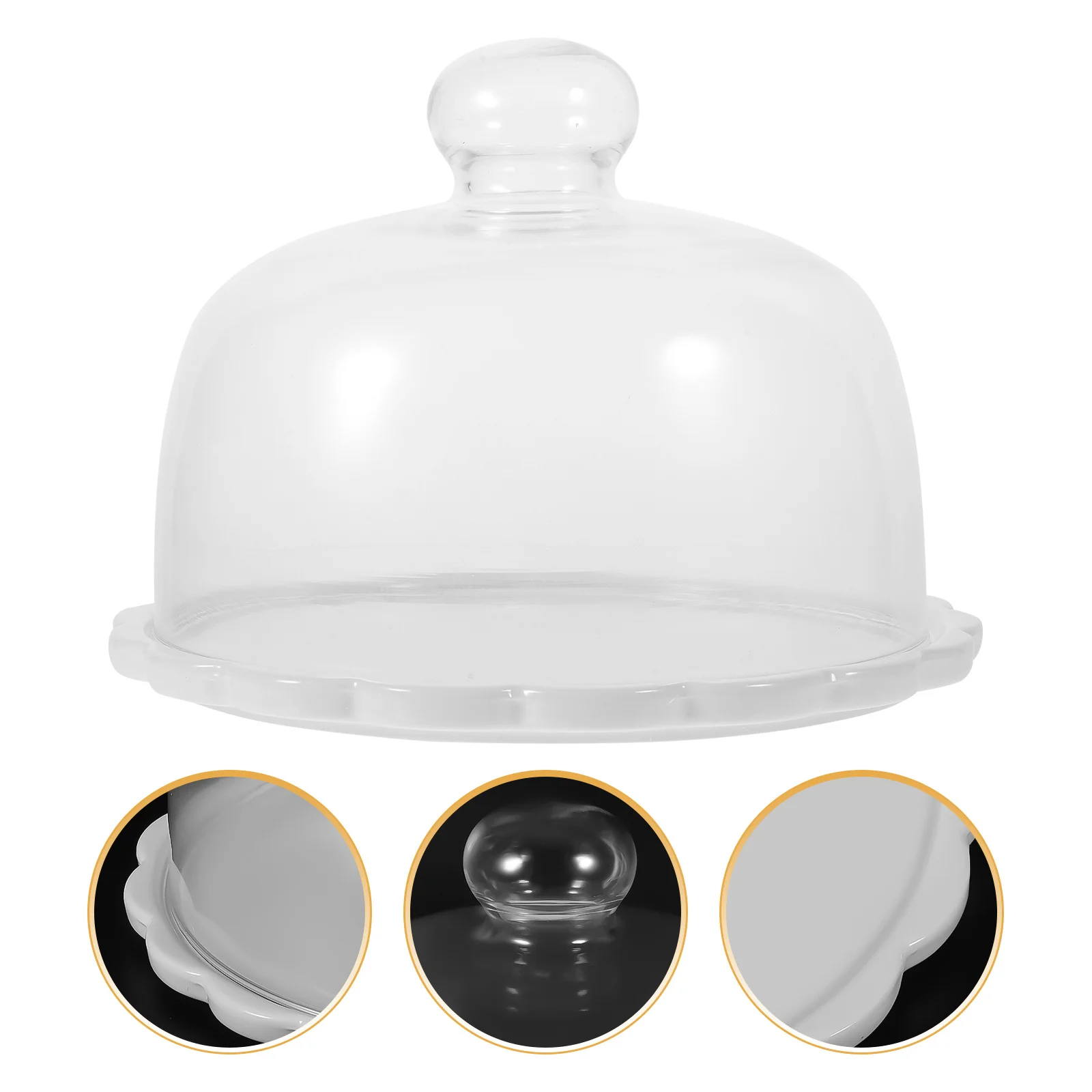 

Glass Cake Cover White Food Safe Bpa Keeping Lid for Bread Cupcakes Fruit Storage Display Plate Party Supply