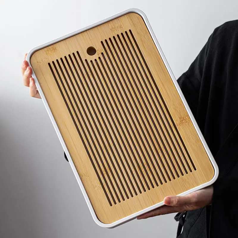 صينية شاي عصرية بسيطة للمكتب مع صحن تصريف، للاستخدام المنزلي، فاخرة وصغيرة الحجم، لتخزين الماء، طاولة شاي، طقم شاي قونغفو، صي... #2