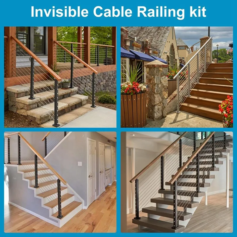 20Pack Invisible Cable Railing Kit,Sst316swage Tensioner And Terminal  For Cable Railing,For Wood/Level/Stair Post Durable