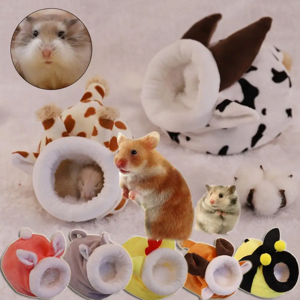 Hamster House Adorable Chicken Rabbit Ear Bee Shape Pet Nest House Plush Keep Warm Squirrel Winter Warm Mat Guinea Pig Bed