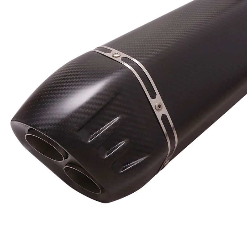 38-51mm Motorcycle Escape Exhaust Muffler Moto Pipe With Dual-Outlet Carbon Fiber&Stainless Steel For Street Dirt Bike Silencer