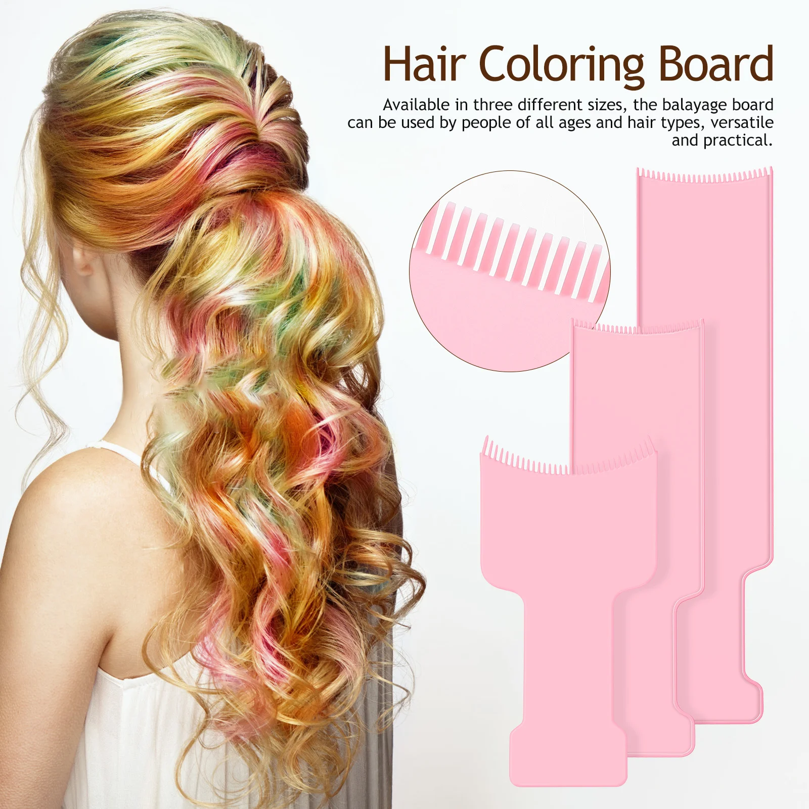 

3 pcs Balayage Board Highlighting Comb Plastic Perm Boards Pink Small Medium Large Hair Dye Paddle Barber Shop Tools