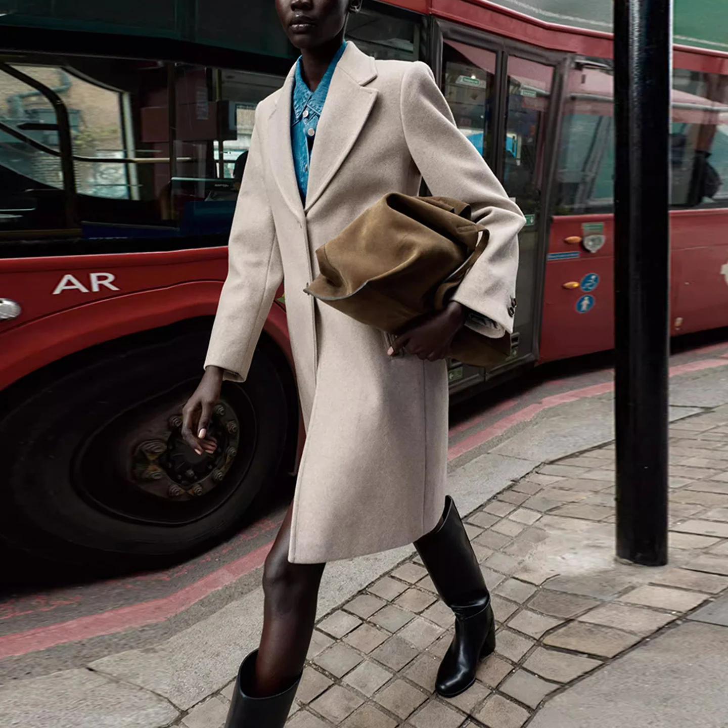 Ele Soft oulder Pad Coat Z Women's Faionable Outerwear Sli Commute Straight Cut Long Sve Midi Coat