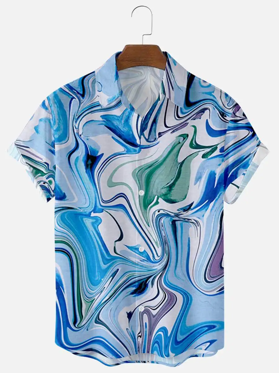 Männer Leinen Kurzarm Shirts Stehkragen Sommer Floral Lose Beiläufige Hawaii Urlaub Strand Hemd Tops Taste Bluse