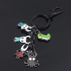 Hollow Knight Metal Characters Keychain The Knight Octopus Grub Hornet Pendant Key Chain for Women Men Key Holder Jewelry