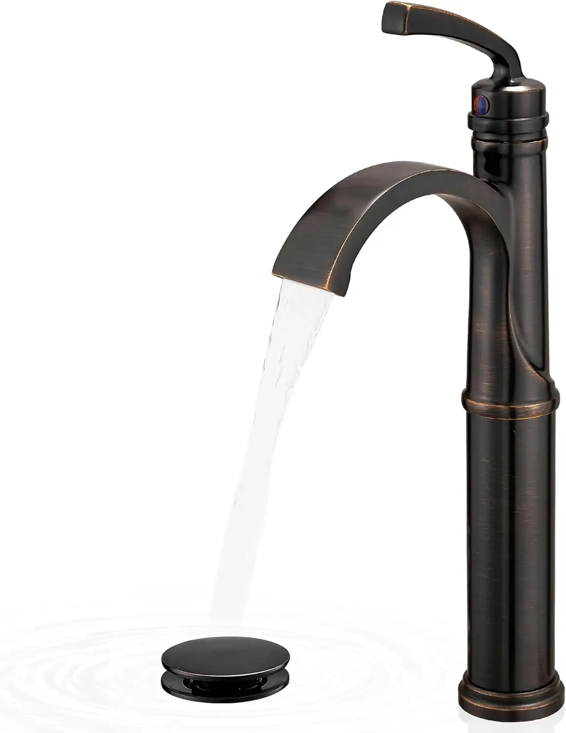 

Oil Rubbed Bronze Waterfall Vessel Sink Faucet with Pop-Up Drain, Quick Install for Vanity