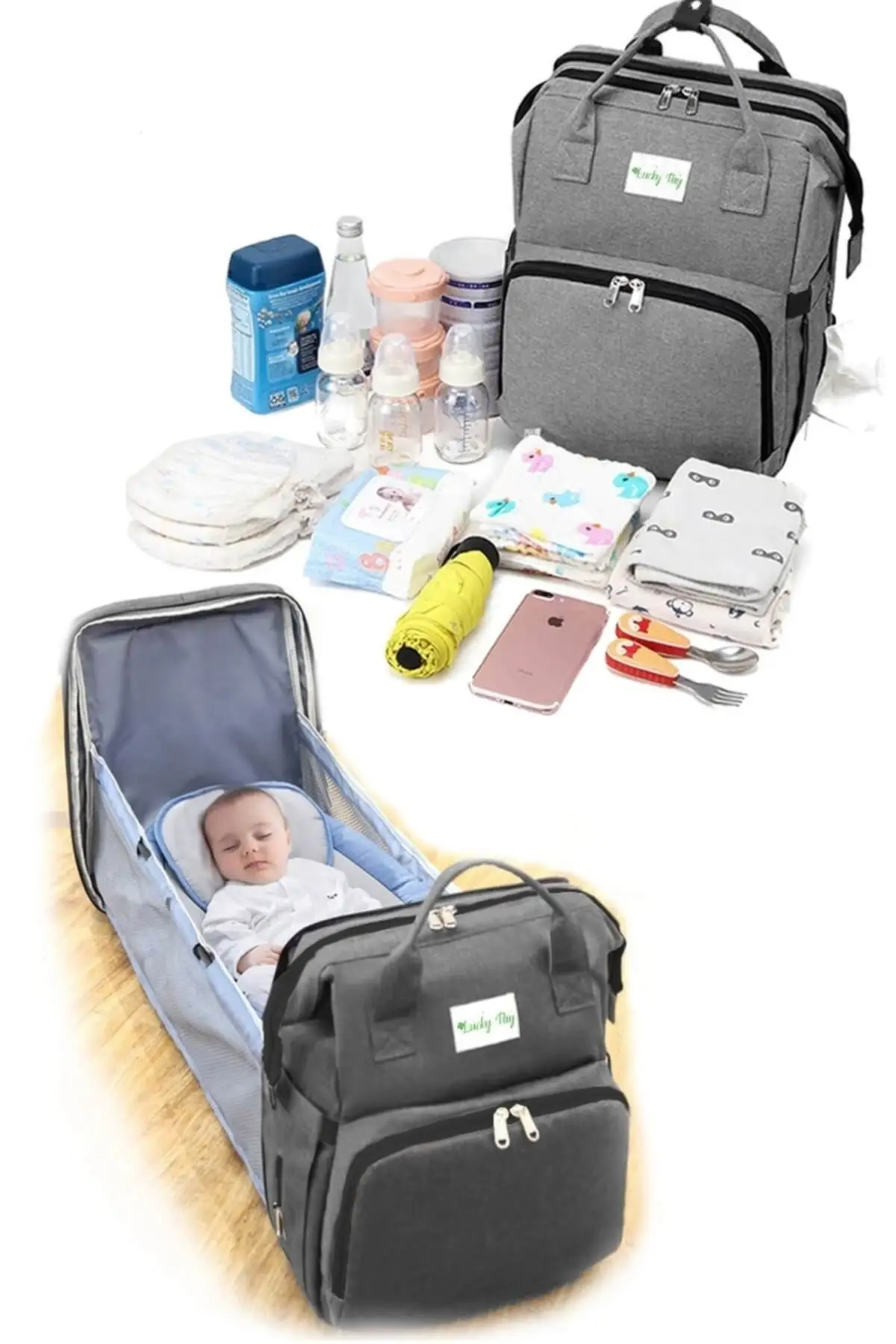 Baby Care Bag Functional Bed Baby Bag Liquid Proof Stroller Suspended Mommy Bag Travel Bag Portable Crib