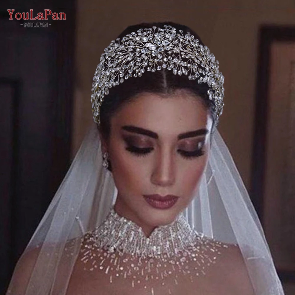 YouLaPan Wedding Tiaras Bridal Headbands Rhinestone Headwear Princess Crown Headdress for Woman Headband Wedding Headpiece HP415