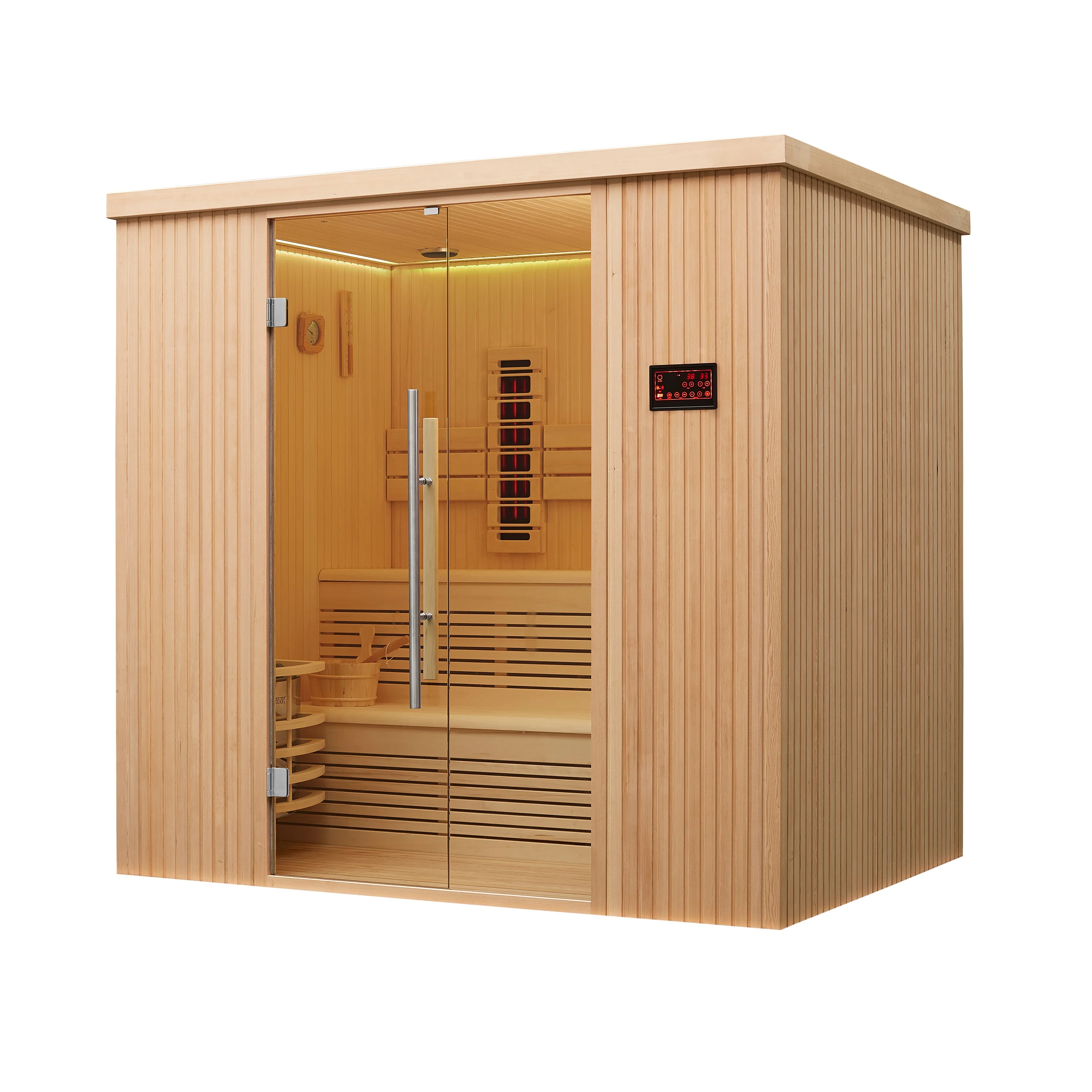 Outdoor SaunaMEXDA Wooden Home Use Infrared Sauna Room 4/5/6 Person Dry Steam House With Sauna Heater Sauna Room Outdoor For Sal