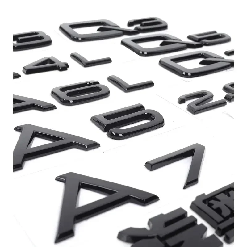 3D ABS For A1 A3 A4 A5 A6 A7 A8 Q2 Q3 Q4 Q5 Q6 Q7 Q8 Letters Emblem Car Rear Boot Trunk Badge Sticker Decals  Accessories