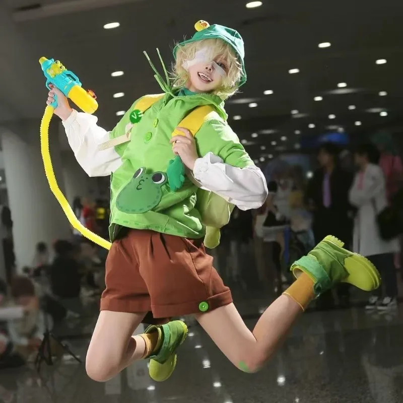 Leonard Costume Game Identity Ⅴ Cosplay Fire investigator Cos Green Frogs Dress Up Top Pants Hat Full Set for Women Theme Party