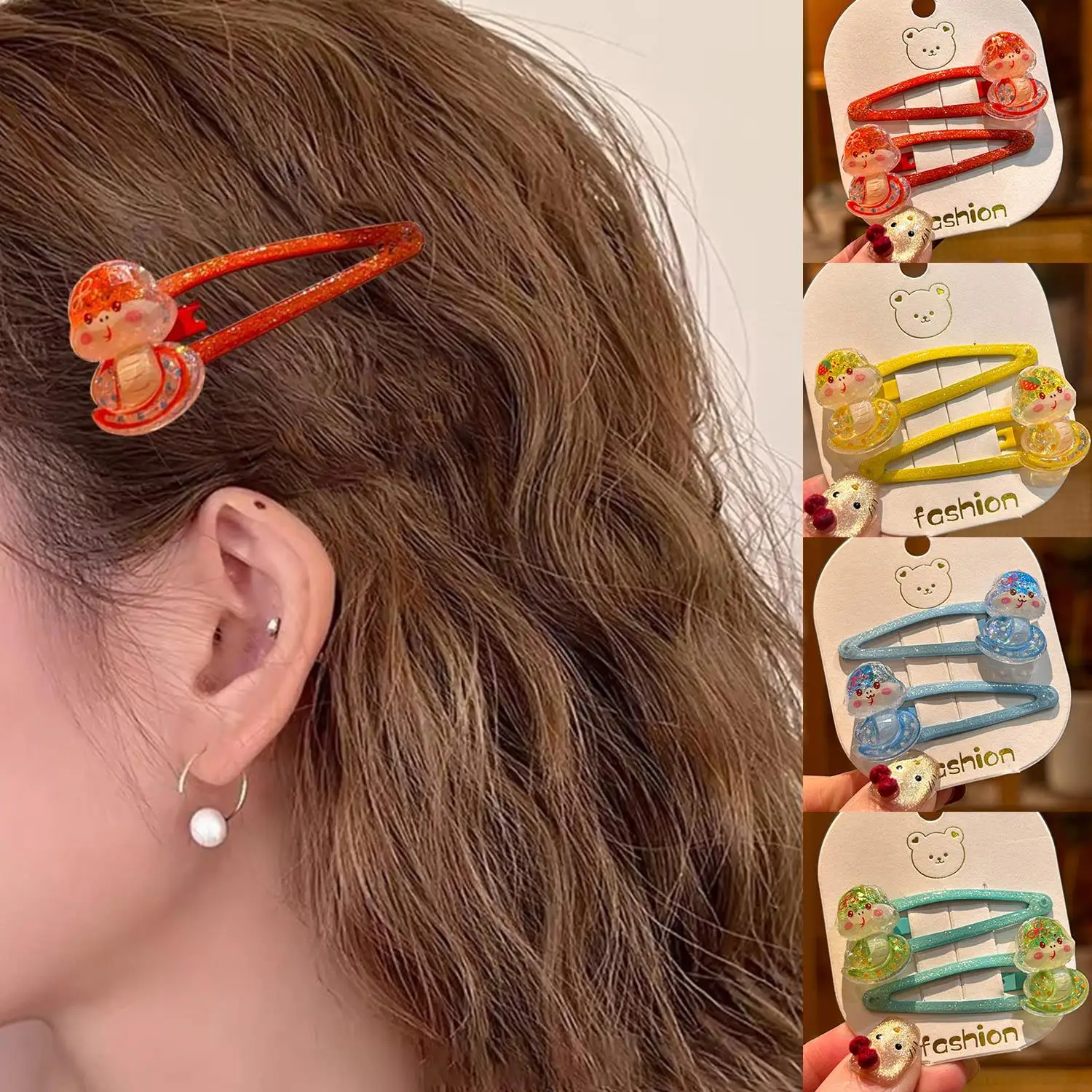 

1 Pair Cute Chinese Style Children Hairpins Girls Kids Elastic Hair Clip Snake Year Resin Hairpin New Year Edge Clip Pin Women