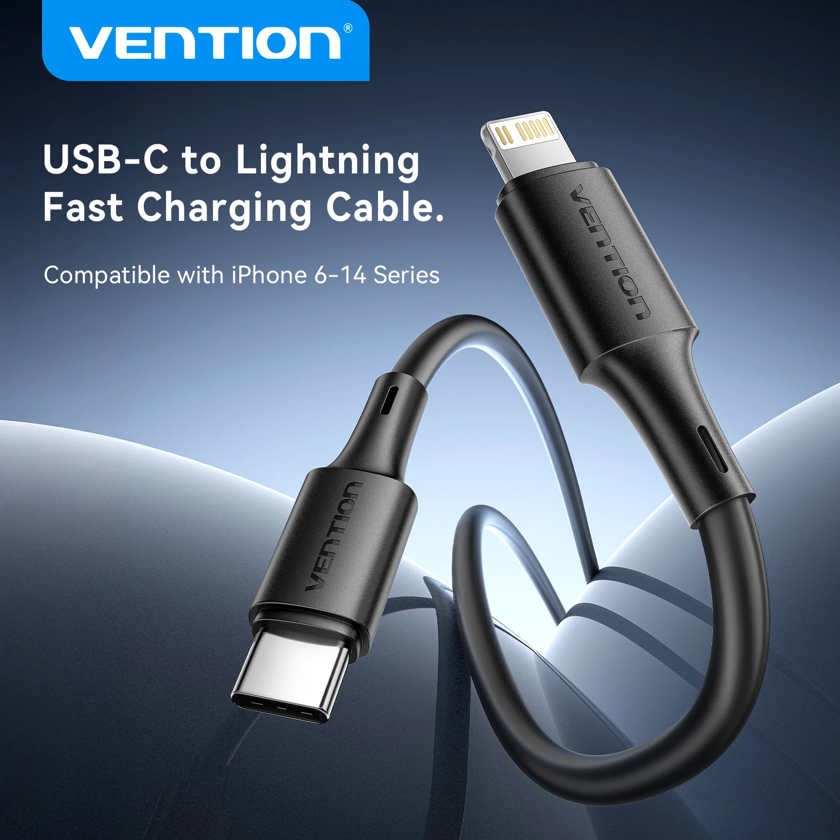 Vention Lightning-Kabel USB-C zu Lightning 3A USB-C-Kabel PD27W Typ-C Schnellladekabel Datenkabel 0,25m/0,9m/1,8m für iPhone 14 13 12