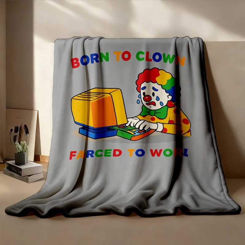 Funny Sarcastic Clown Meme Flannel Throw, Clowncore Cozy Blanket, Womens, Mens, Colors Flannel Blanket