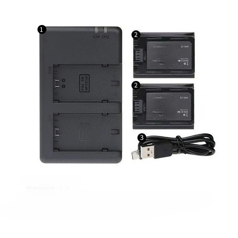 Premium NP-FZ100 Battery + Fast Charger Combo 7.2V 1600mAh For Sony Alpha A7M5 A7M4 A7M3 A7C A9 Camera