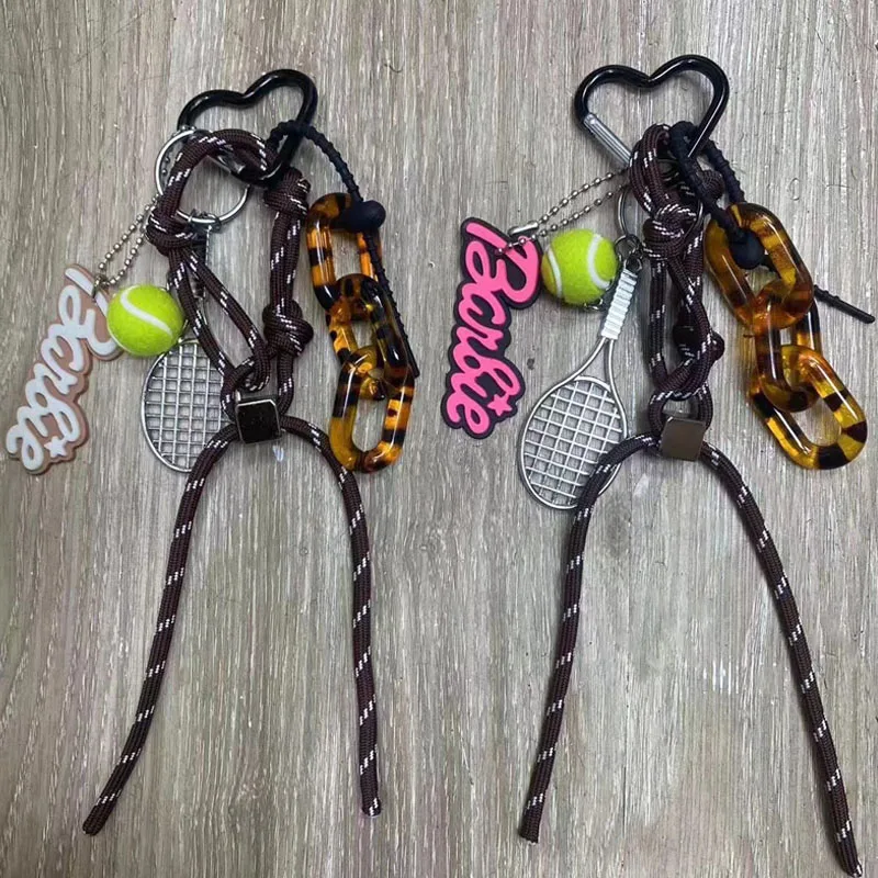 New Korean Fashion Hair Ball Baseball Bag Pendant Love Heart Buckle Rope Chain For Phone Keyring Bag Decorate Accessories