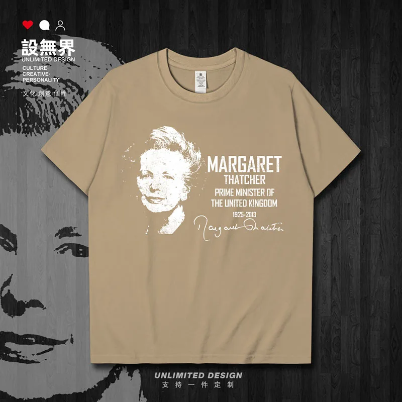 Célébrité Margaret Hilda Thatcher royaume-uni britannique premier ministre politique fer dame coton vêtements à manches courtes hommes 01