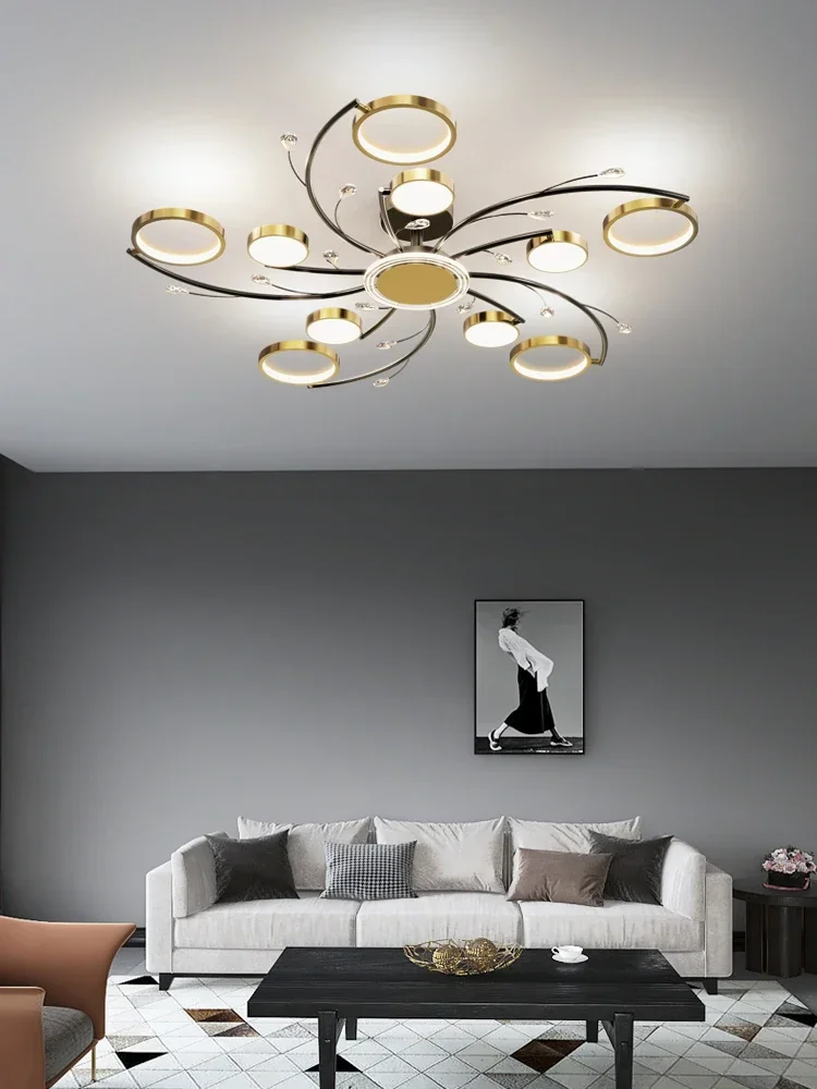 

Chandelier Gold Aluminum Luxury Pendant Lights For Living Room Bedroom Study K9 Crystal Decorative Lamps