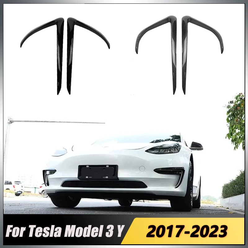 Front Bumper Cover Wind Knife For Tesla Model 3 Y 2017 2018 2019 2020 2021 2022 2023 Fog Lamp Trim Blade Trim Light Eyebrow