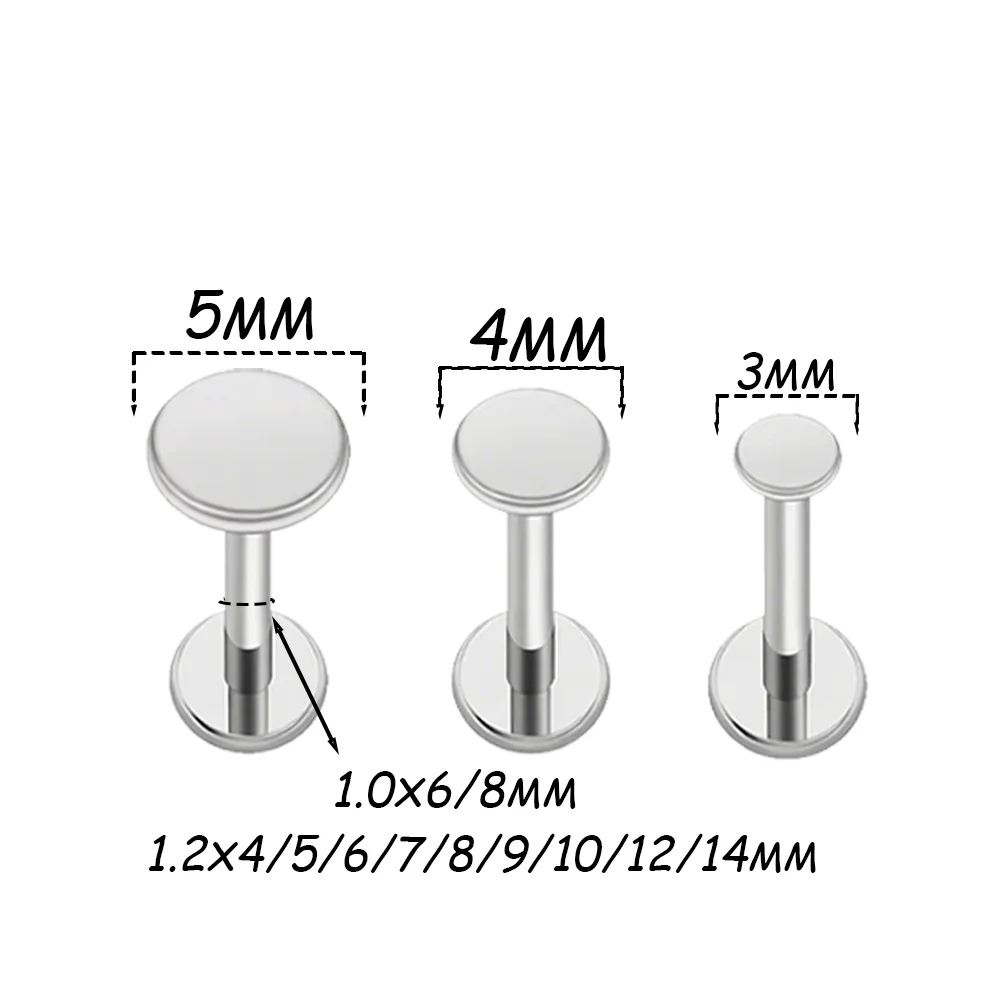 PUTITUP ASTM F136 Titanium Circle Dot Flat Disc Stud Earring 16G 18G Round Disc Cartilage Helix Tragus Earlobe Nose Stud Jewelry