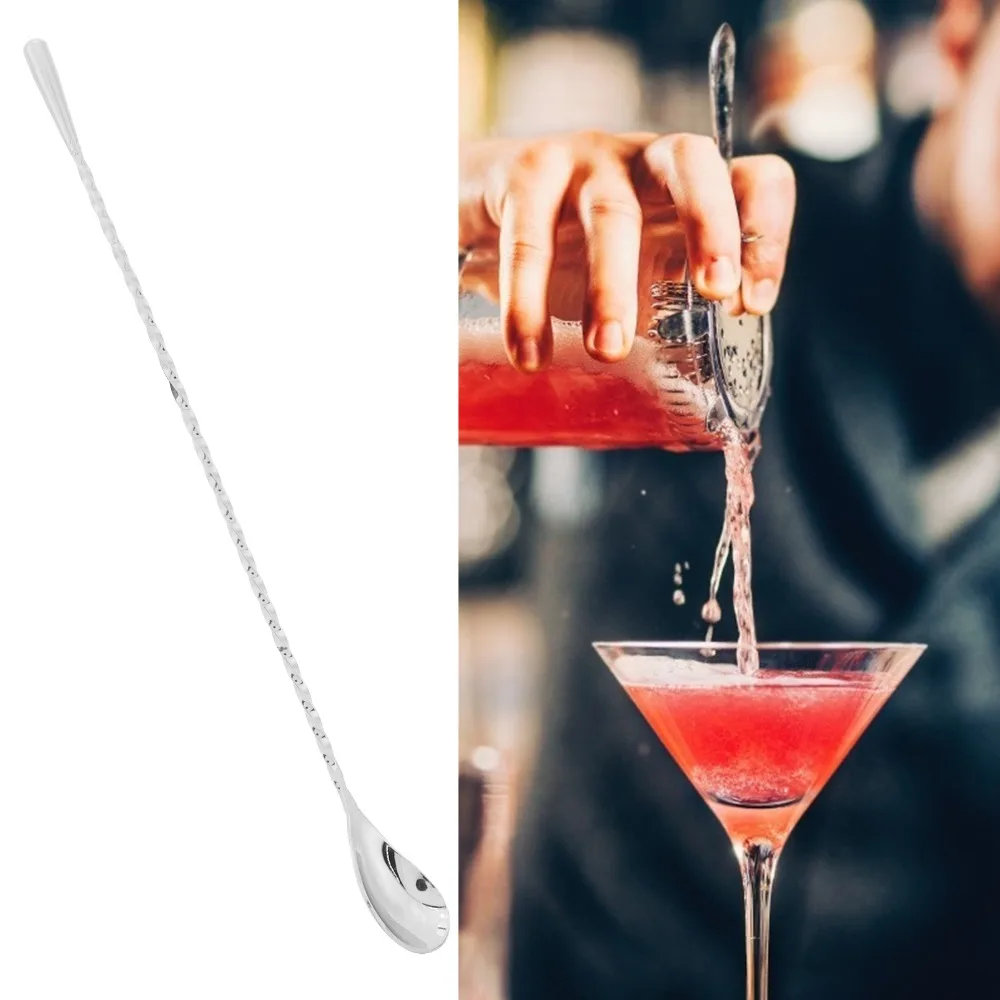 Rustless Steel Stirring Spoon Water Drop Spoon Head Threaded Handle Coffee Stirrer Spoon Multi Color Polished Bar Spoon Cafe Bar