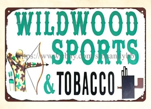 Tobacco Shop wildwood sports smoking cigarette metal tin sign accent wall art