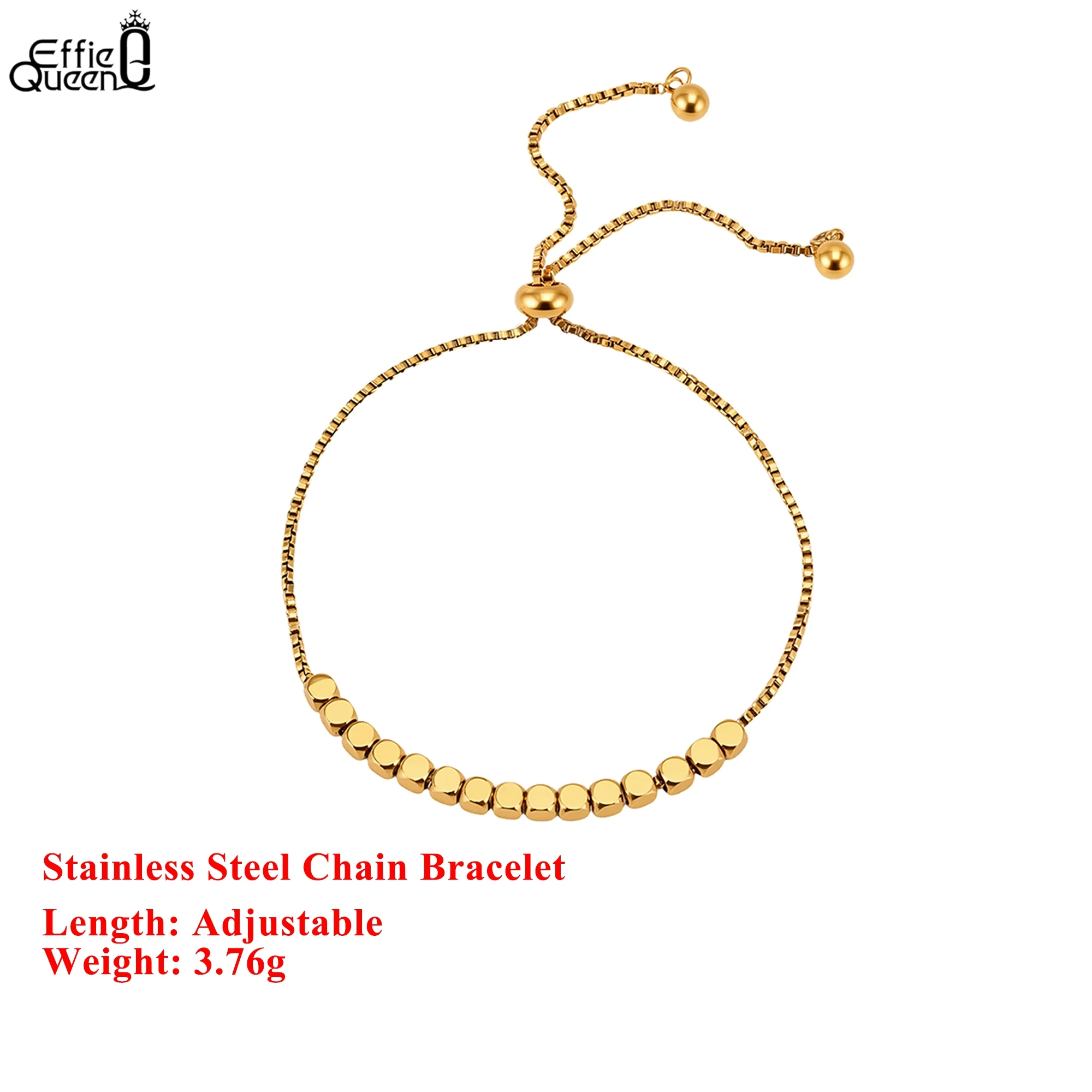 

EFFIE QUEEN Stainless Steel 18k Gold Round Chain Bracelet Simple Jewelry for Women, Men Banquet Party Birthdays Gift Wear STCB01