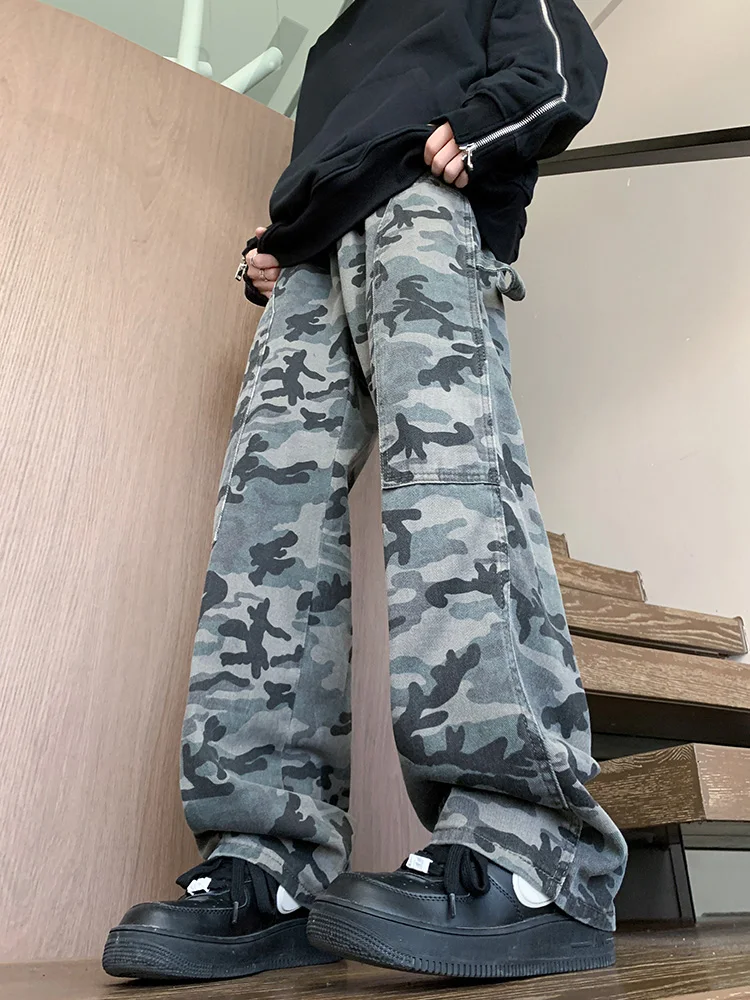 

Camouflage Workwear Pants Men's Spring Cleanfit High-End Loose Straight Micro Flared Pants Stylish Retro Japanese Youth Trend