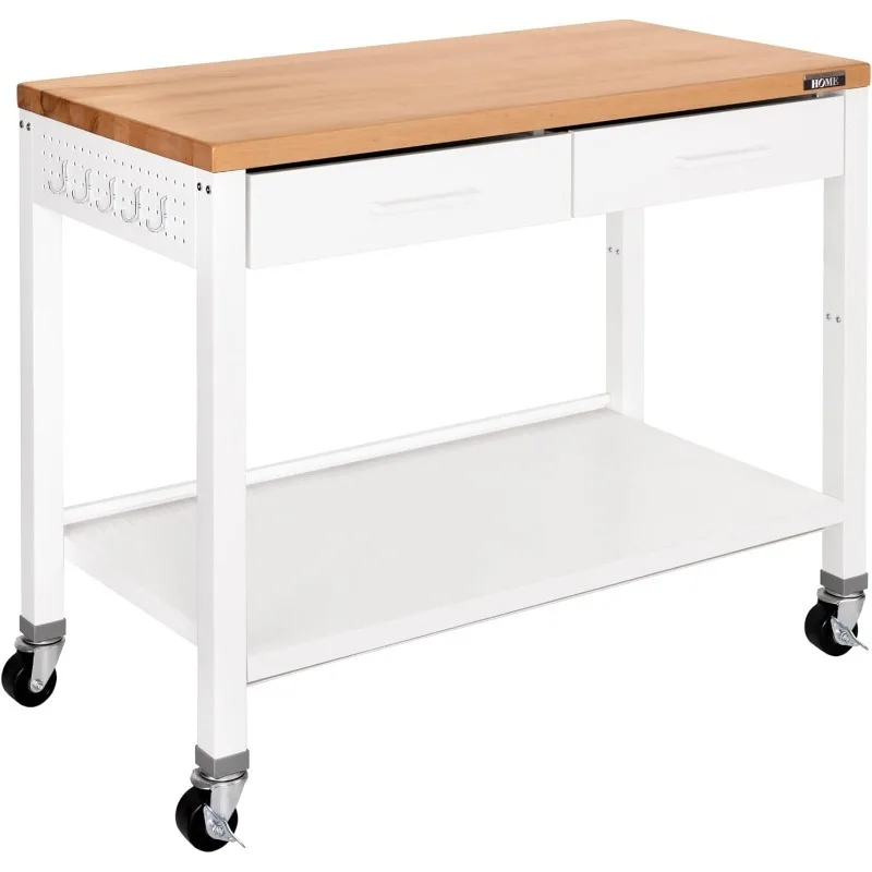 Commercial Work Table Island Utility Cart Prep Station for Restaurant, Kitchen, Warehouse, Garage, Hotel, 48