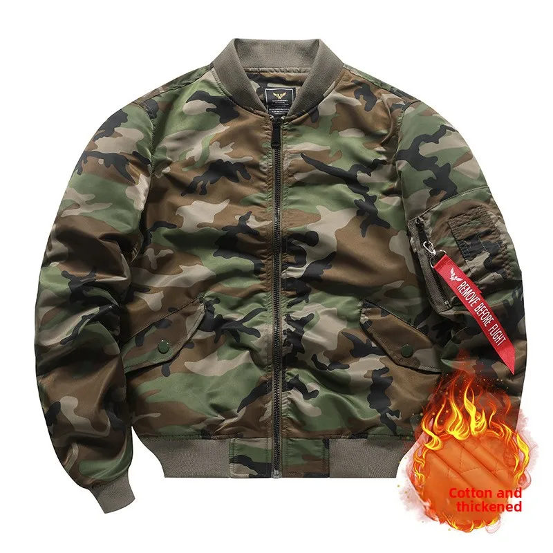 Fall/Winter camouflage coat with thickened version of Air Force MA1 pilot jacket, men's aviation jacket