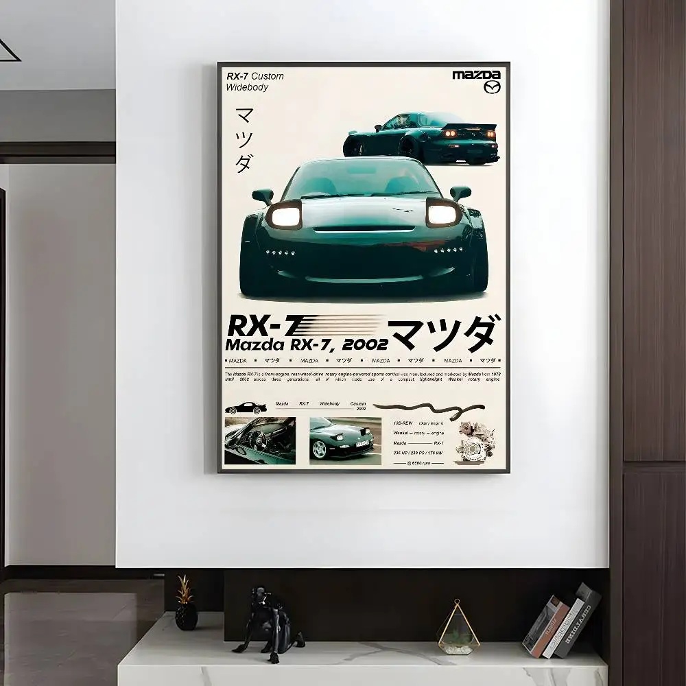 ملصق مجلة سيارات السباق اليابانية العتيقة HD جدار لزج فني مقاوم للماء لغرفة المعيشة المنزلية وغرفة النوم والديكور الجمالي