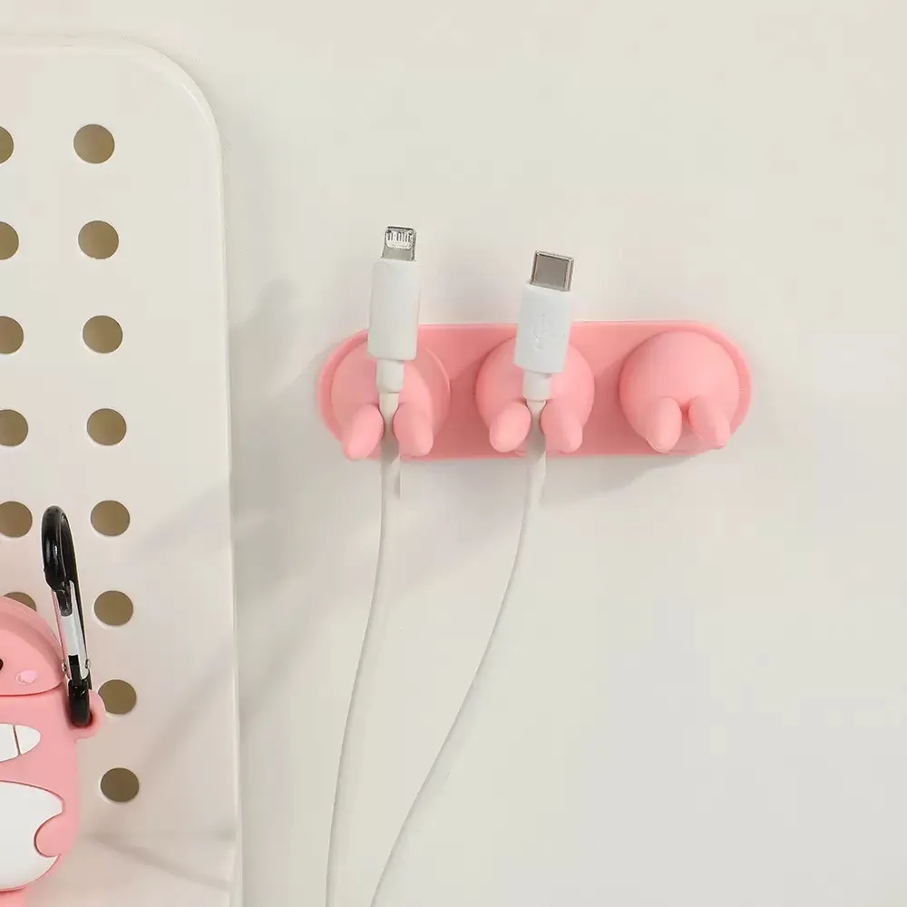 Cute Bunny Desktop Cable Organizer Charging Cable Holder And Organizer Self Adhesive Mobile Phone Cable Winder
