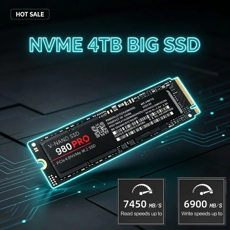 High Performance 980 Pro 4TB M.2 2280 PCIe4 NVMe SSD Internal Gaming Storage Drive Support PS5 Laptop Creator Desktop