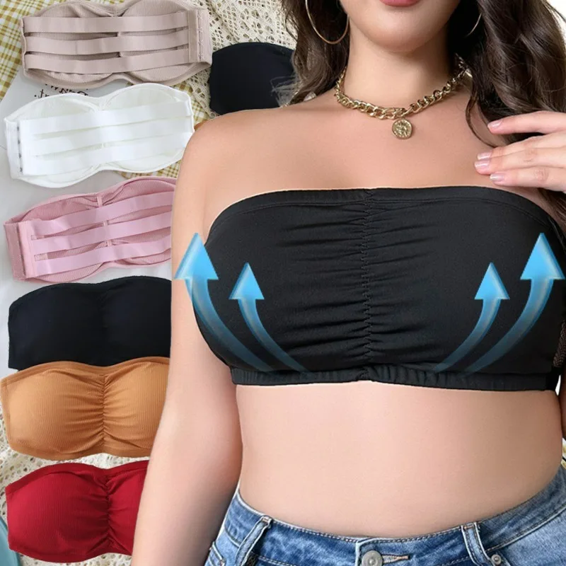 Summer Strapless Bra Women Sexy Invisible Tube Anti Slide Underwear Chest Wrap with Removable Pad Girl Female One-piece Lingerie