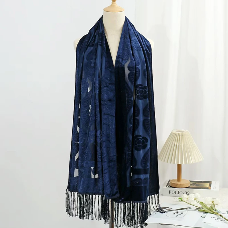 2025 NEUE Mode Frauen Cut Blumen Hohle Spitze Gradienten Blume Seidenschal Frühling Schals und Wraps Handtuch Femme Strand Sjaals – Detail 4