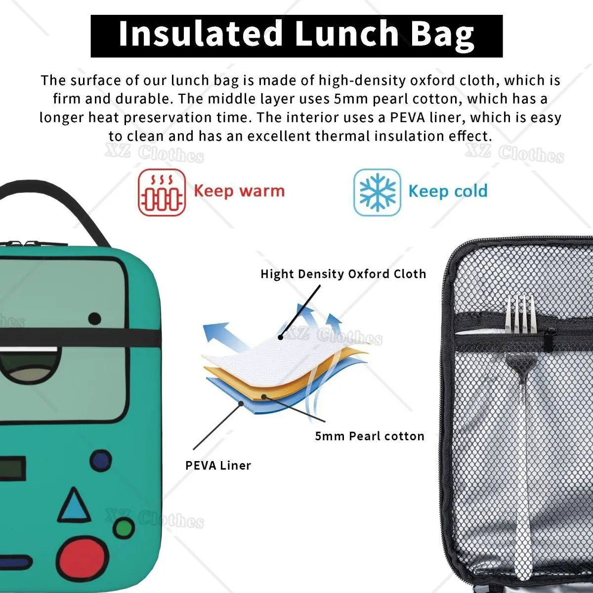 Cartoon Game Machine Insulated Lunch Bag Reusable Thermal Cooler Lunch Box Tote Bags for Men Woman Kids Work School Picnic