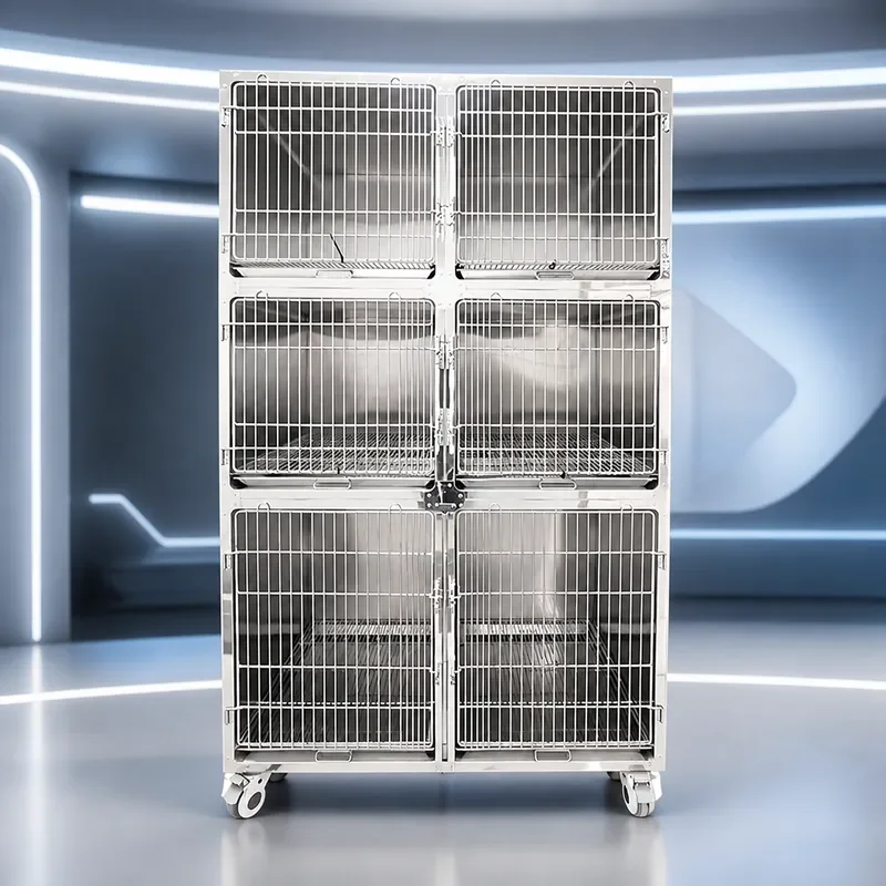 304 Stainless Steel Pet Cage Multi Layer Veterinary Hospital Foster Crate for Dogs and Cats Durable Animal Housing
