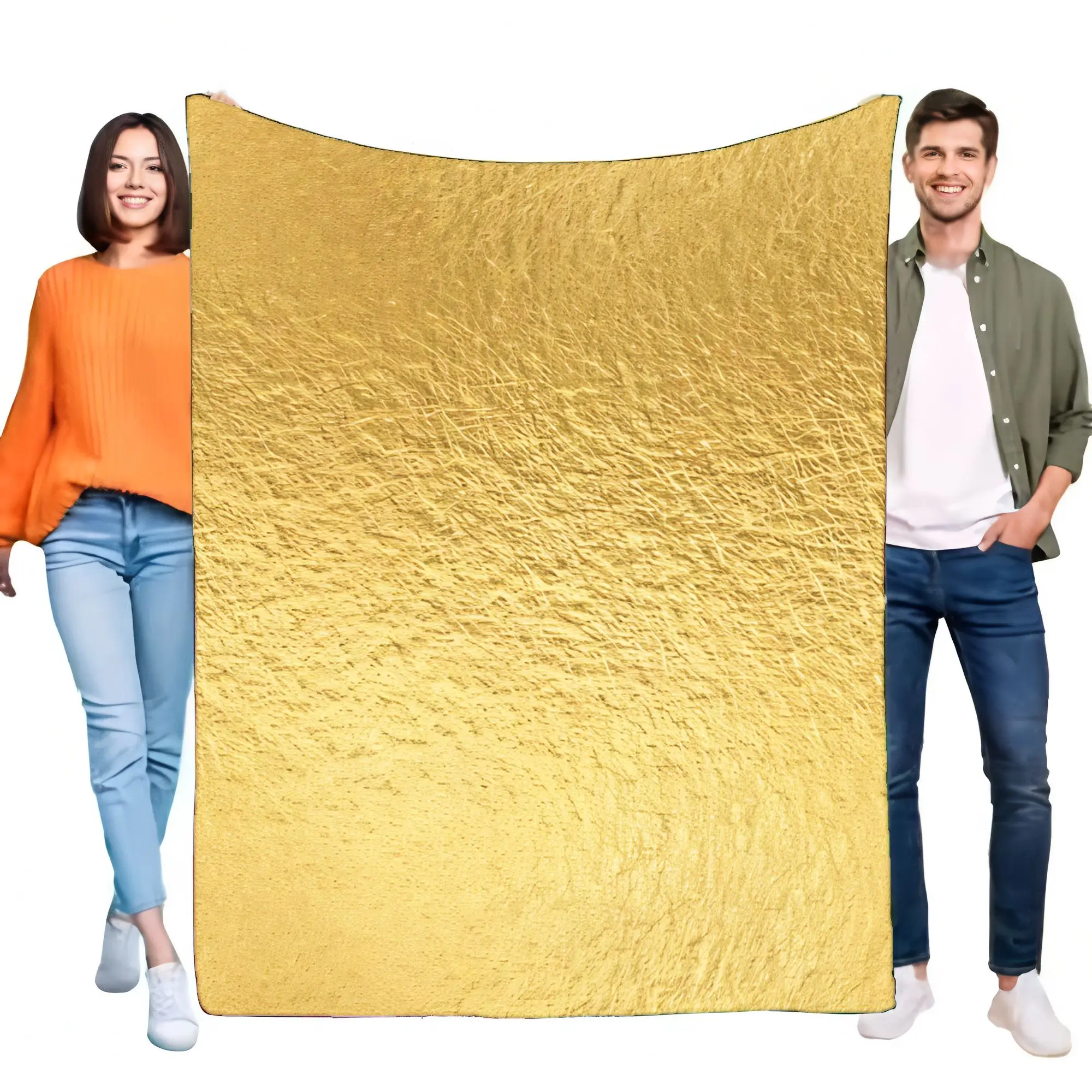 Golden Metallic Throw Blanket, Soft & Cozy Sofa Cover, Lightweight Decorative Blanket for Living Room, Perfect Gift for Home Dec