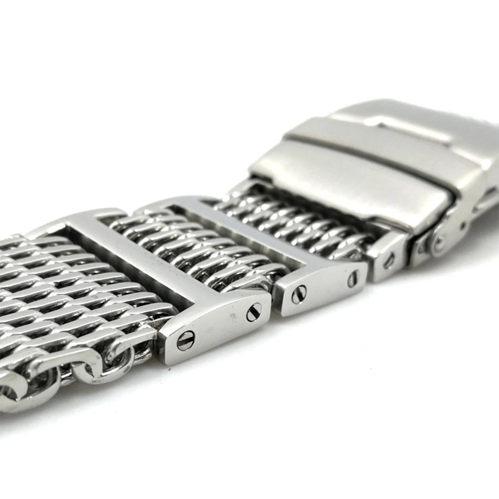 

22mm Luxury Noble Stainless Steel Watch Band Strap Wrist Bracelet Replacement Gift Silver Watch Band Wrist Bracelet