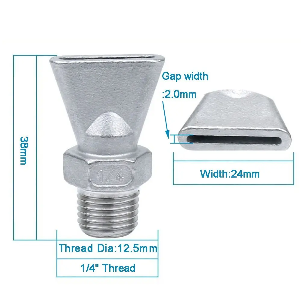 304 Stainless Steel Duckbill Air Knife Nozzle High-Temp Resistant Corrosion Resistant Blowing Jet Nozzle Sandblasted BSPT Nozzle