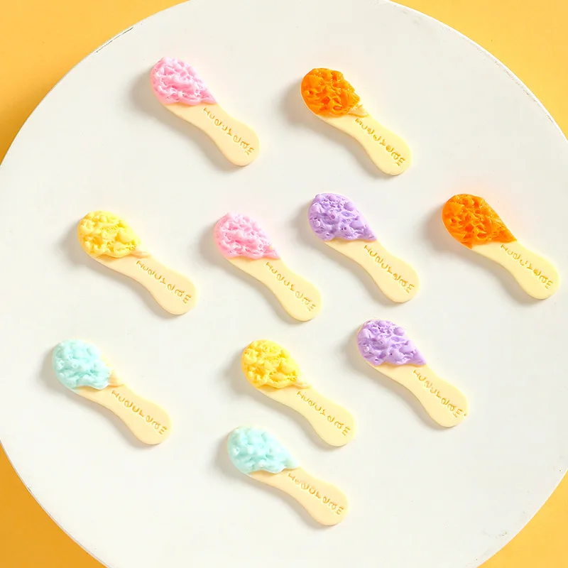 10Pcs Kawaii New Macaron Color Simulation Ice Cream Resin Patch Diy Cream Glue Mobile Phone Case Refrigerator Magnet Accessories