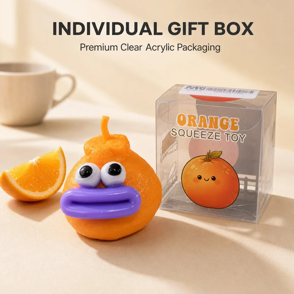 Cute Ugly Orange Building Blocks Squeeze Toy 2026 New Funny Face Slow Rebound Stress Relief Decompression Squishy Vent Toy Gift view 3