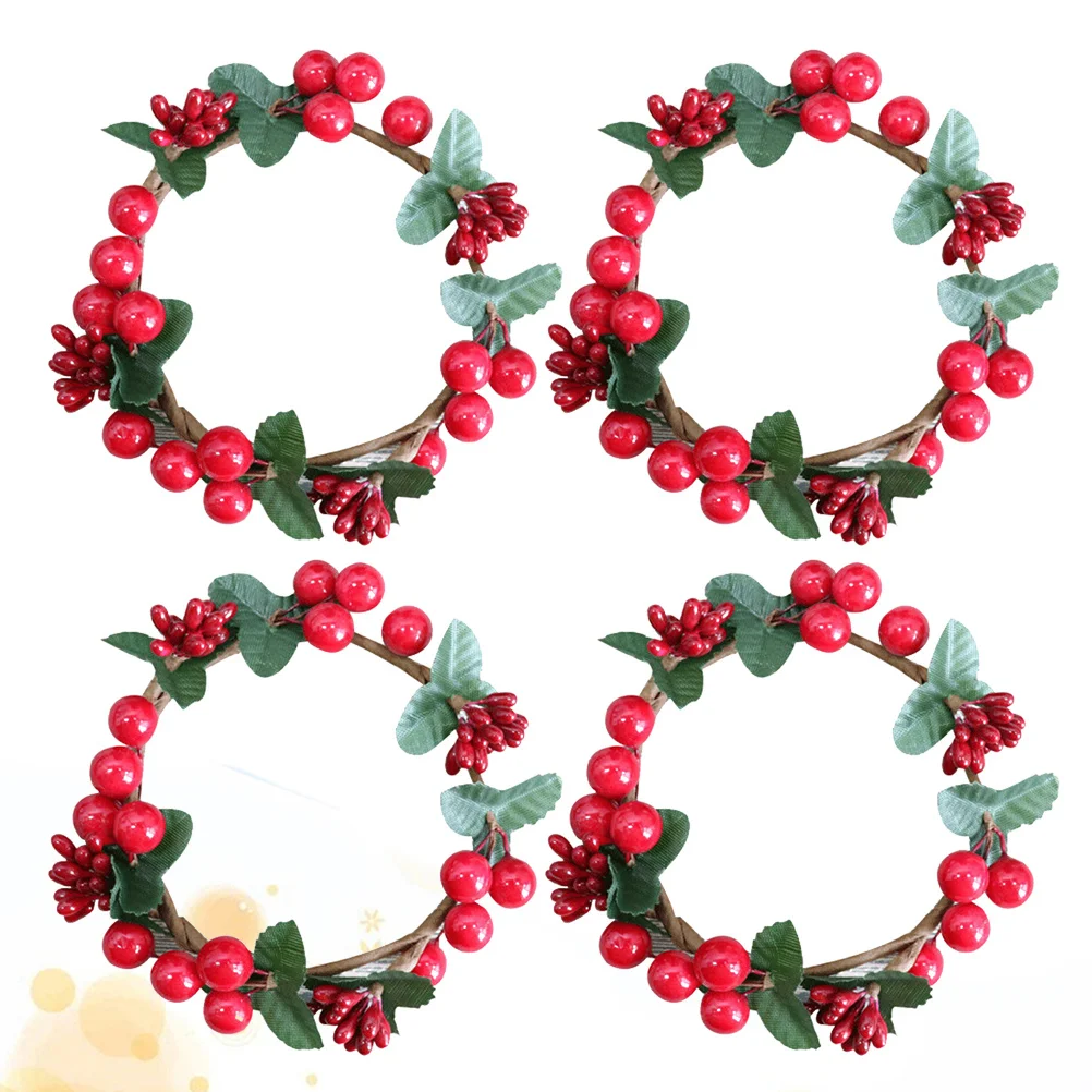 

4pcs Mini Decor Wine Glass Garland Candlestick Wreath Wreath Pillar Rings Table Mantle Decoration