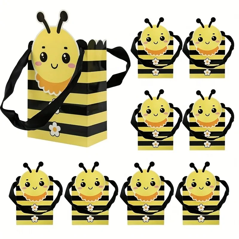 20 Stück süße Geschenktüten mit Cartoon-Bienen-Motiv, geeignet für Partygeschenke, Geburtstage, Hochzeiten usw. Geschenktüten
