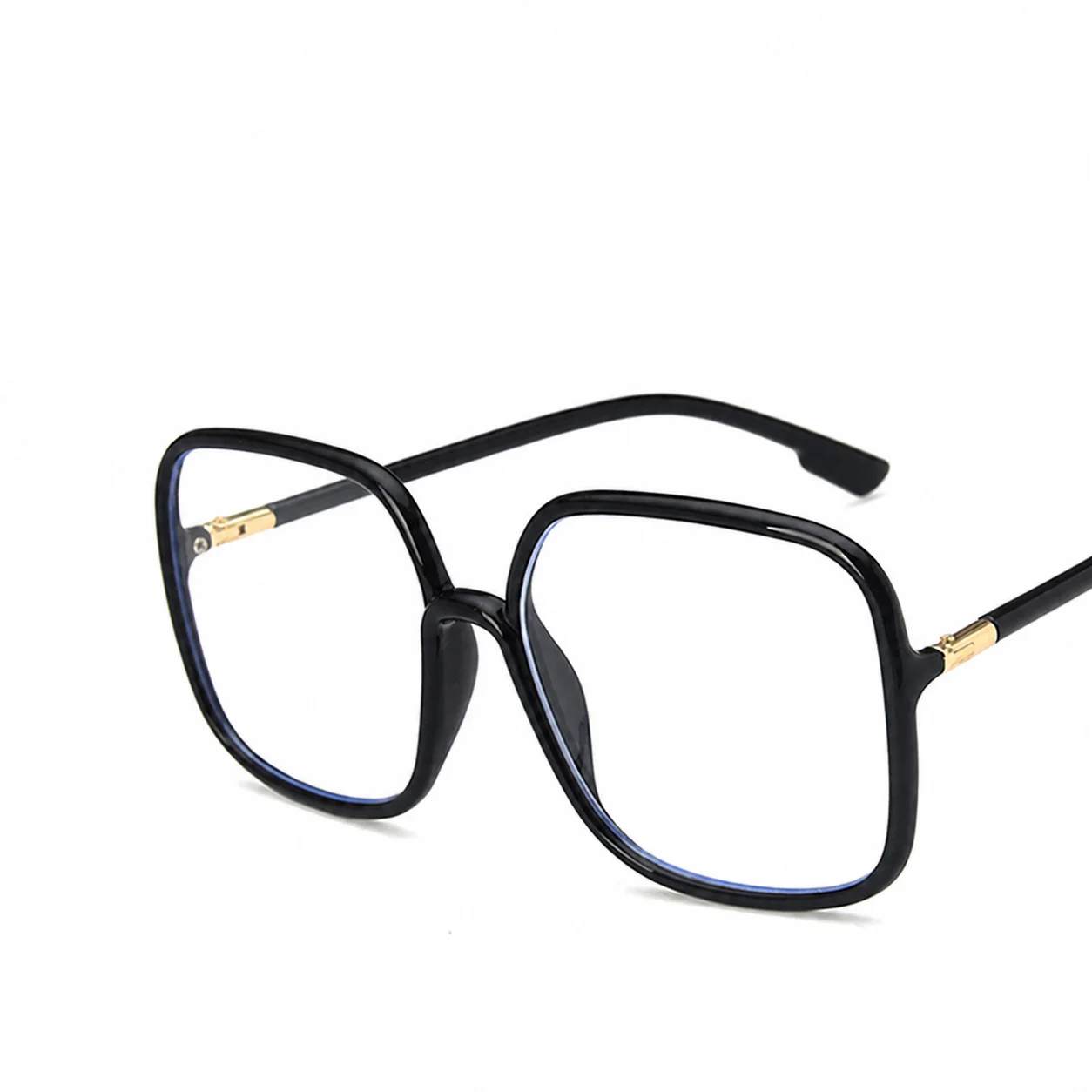 Full Frame Glasses Fashion Square Frame Eyewear Blue Light Blocking Sunglasses Curved Prescription Lens Compatible Glasses