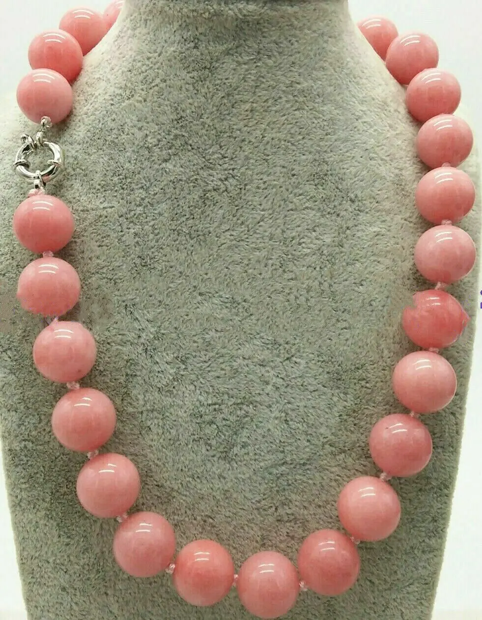 

Natural 10mm 12mm 14mm Huge Pink Rhodochrosite Round Gemstone Beads Necklace 18"