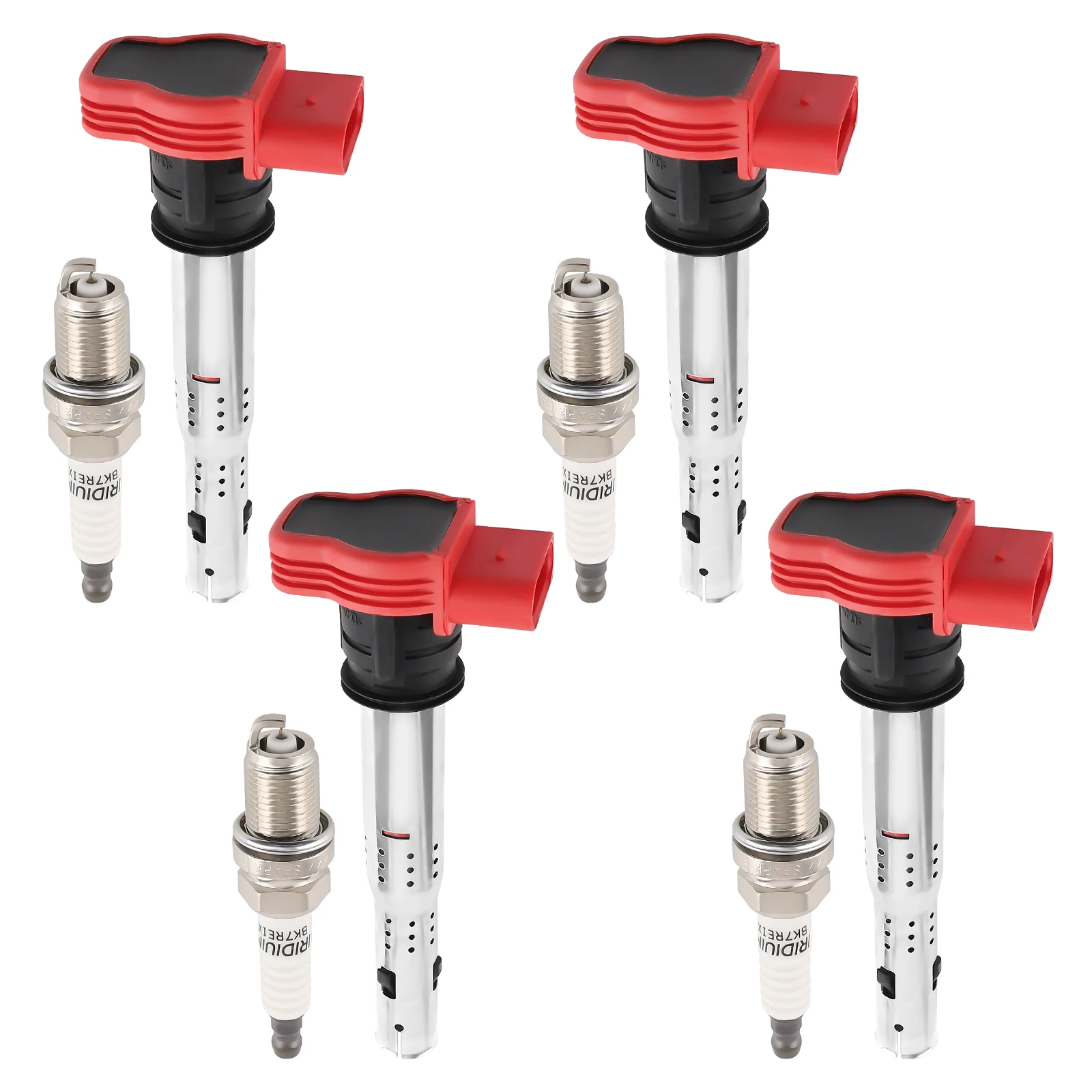 

4 катушки зажигания и свечи зажигания для Audi A3 A5 TT для Volkswagen Golf GTI Passat Tiguan UF529 4644